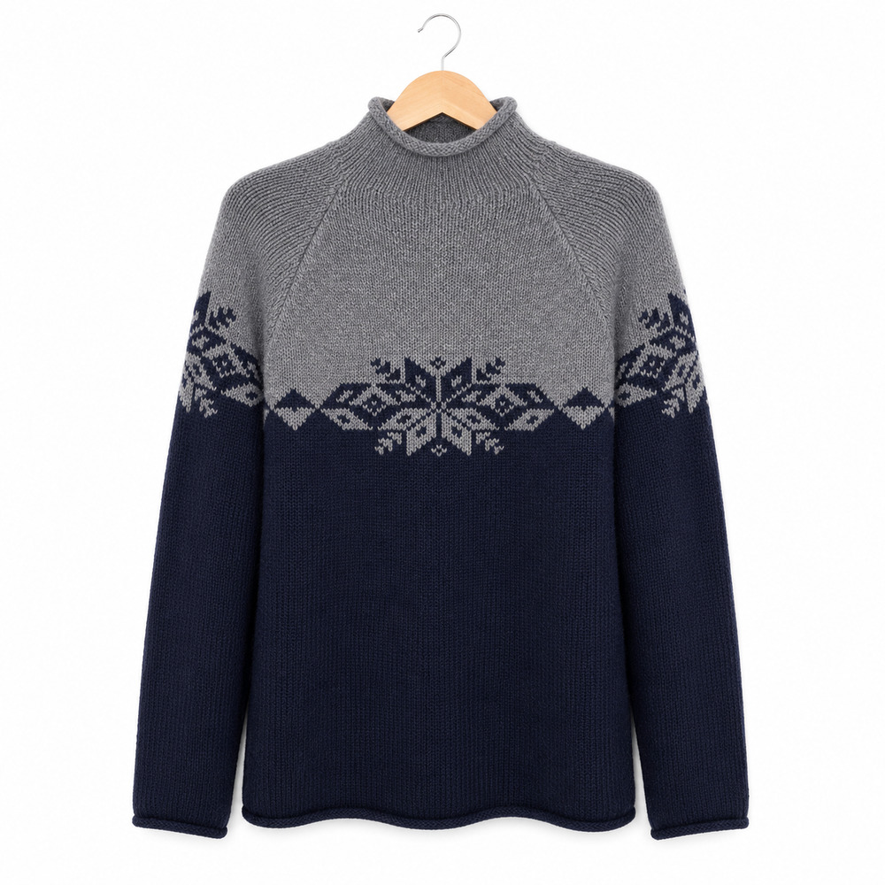 J Crew Oarsman Roll Neck Sweater Mens Size Medium Gray Blue 100% Lambswool NWT
